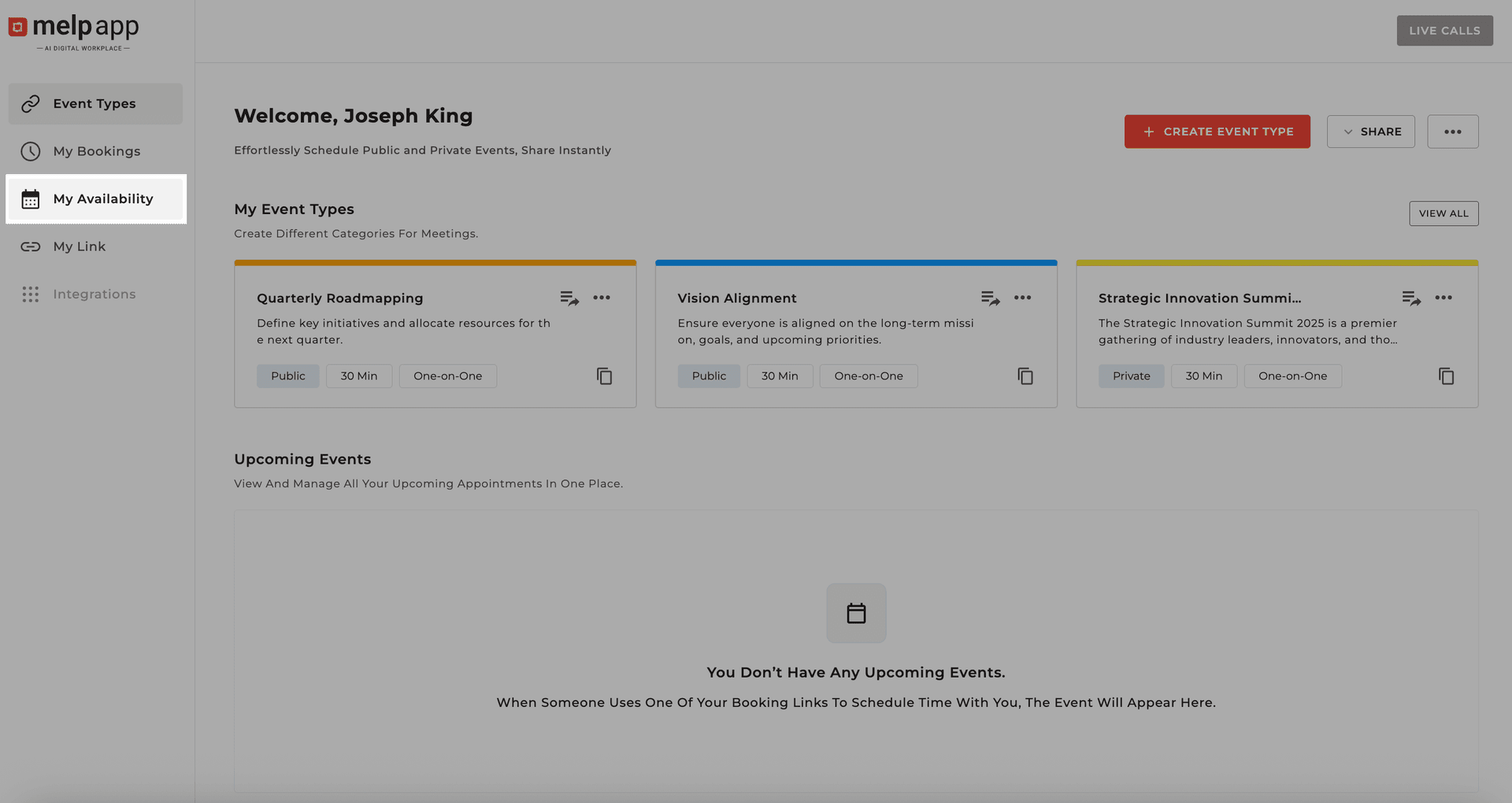 Availability tab