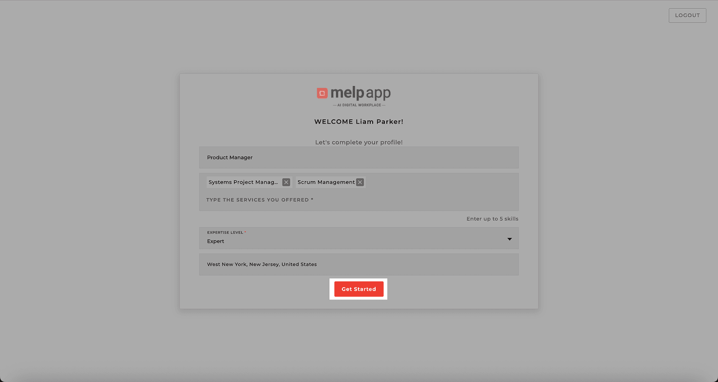 Get started button